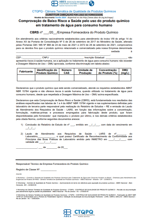 Portaria de Potabilidade - Imagem do CBRS