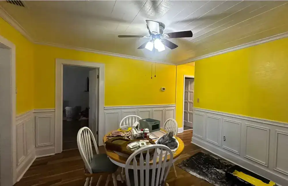 After painting — yellow dining room