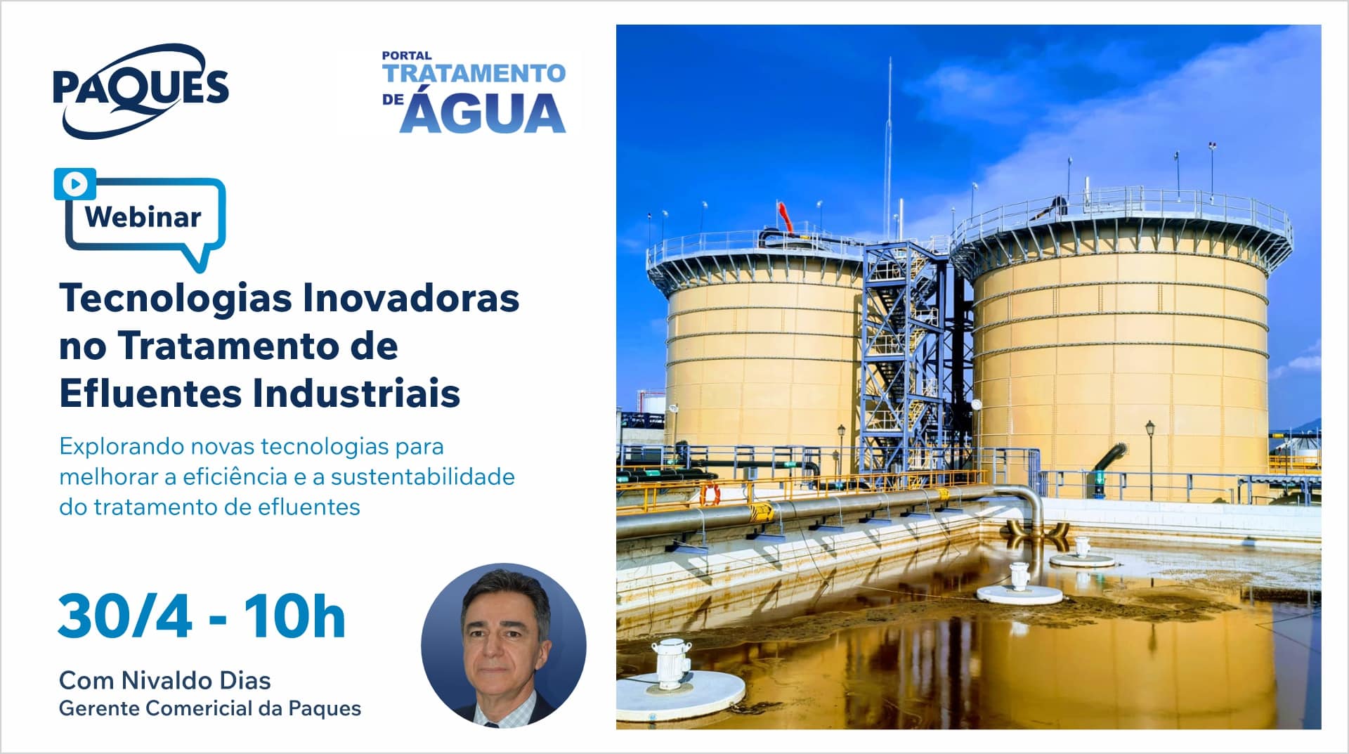 Participe do webinar gratuito: Tecnologias Inovadoras no Tratamento de Efluentes Industriais!
